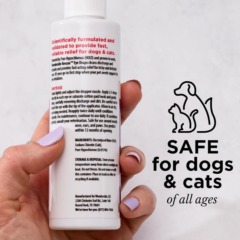 wondercide Rescue - Eye Drops and Wash for Pets - Relief for Dogs and Cats from Allergies, Itchy Red Irritated Eyes, Discharge - with Pure Hypochlorous - 4 oz - Image 2